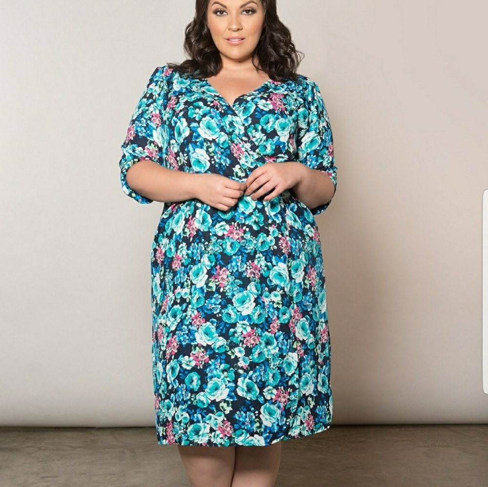 Women's igigi plus dress V neck 3/4 Sleeves
